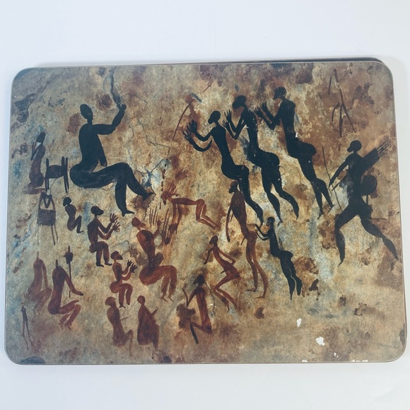 Vtg Pastiche Prestige Tableware Placemats Set of 6 Aboriginal Bushmen Rock Art - Picture 6 of 13